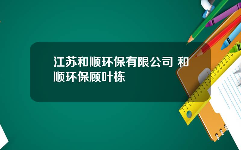 江苏和顺环保有限公司 和顺环保顾叶栋